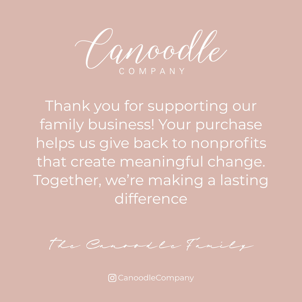 Canoodle Company thank you message on a pink background