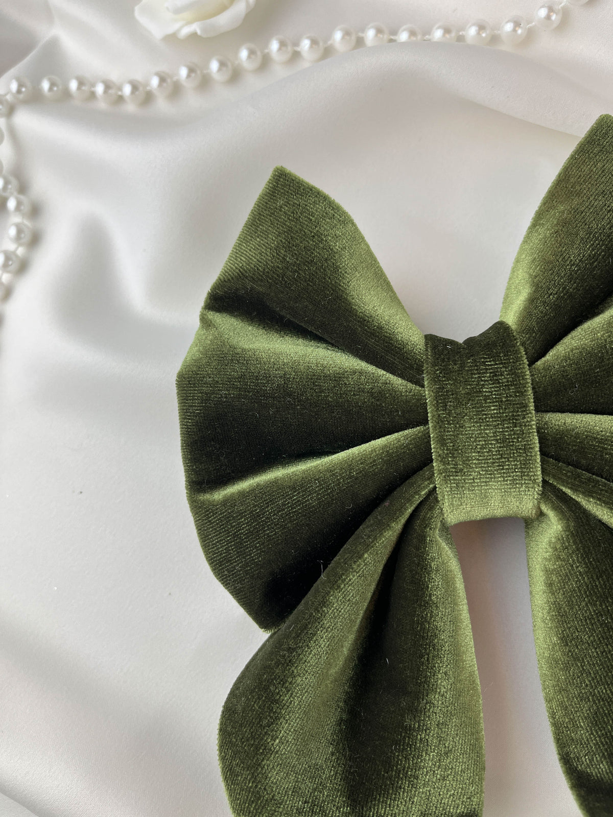 Green bow on a white background