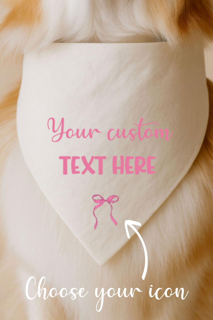 Embroidered Dog Bandana | Custom Icon Under Text - Canoodle Company