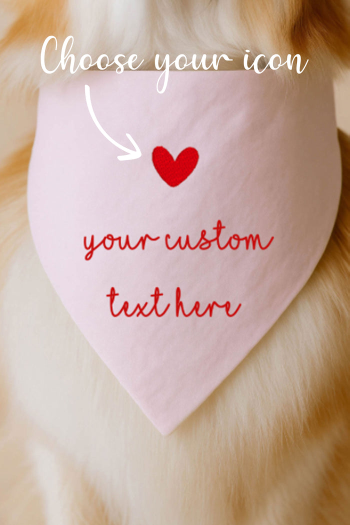 Embroidered Dog Bandana | Custom Icon Above Text - Canoodle Company