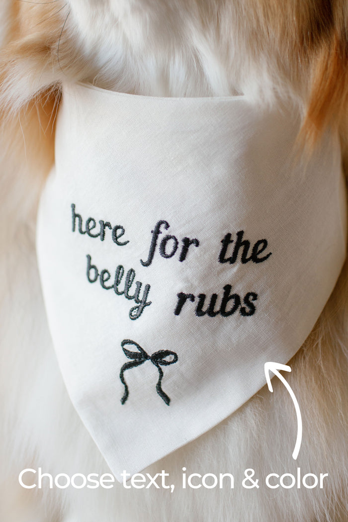 Embroidered Dog Bandana | Custom Icon Under Text - Canoodle Company