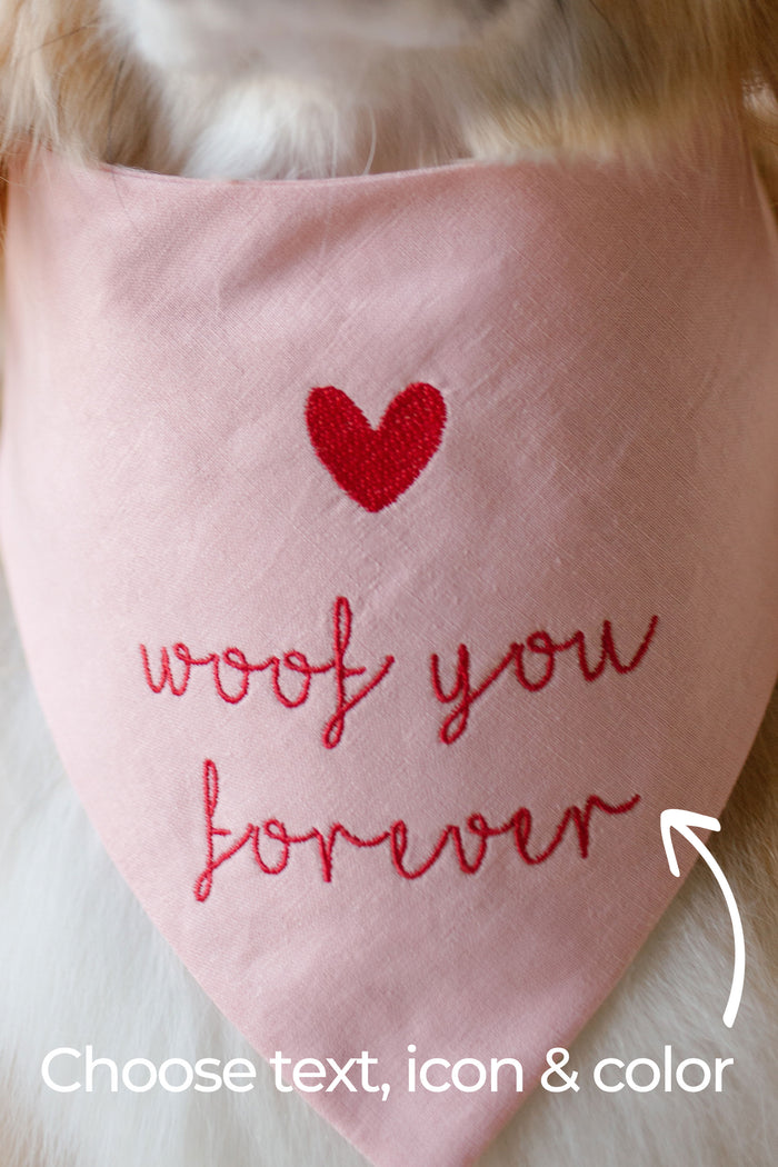 Embroidered Dog Bandana | Custom Icon Above Text - Canoodle Company