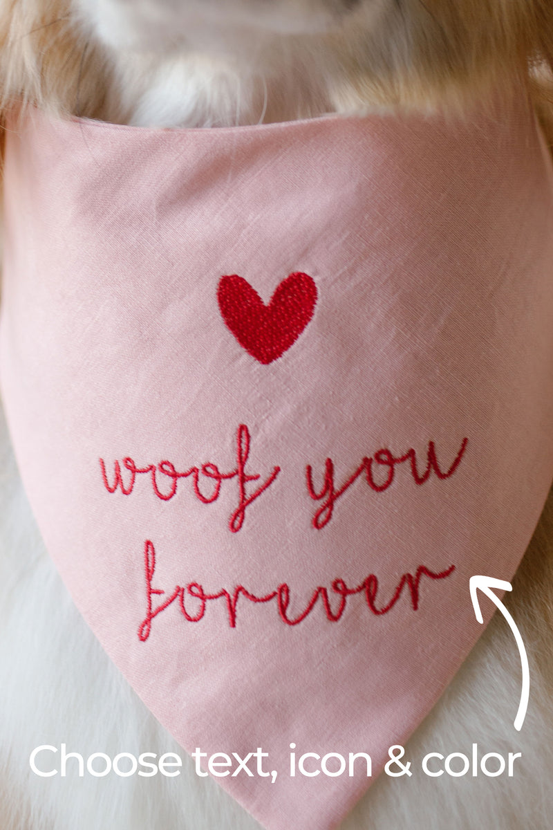 Embroidered Dog Bandana | Custom Icon Above Text - Canoodle Company