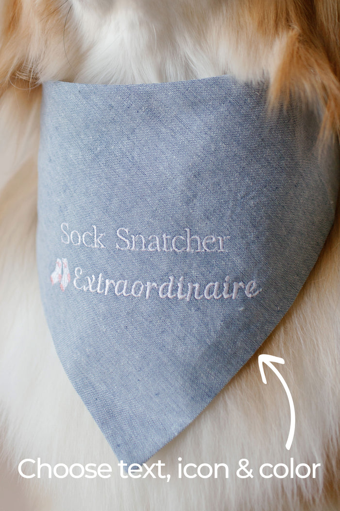 Embroidered Dog Bandana | Custom Text & Icon 2nd Line - Canoodle Company