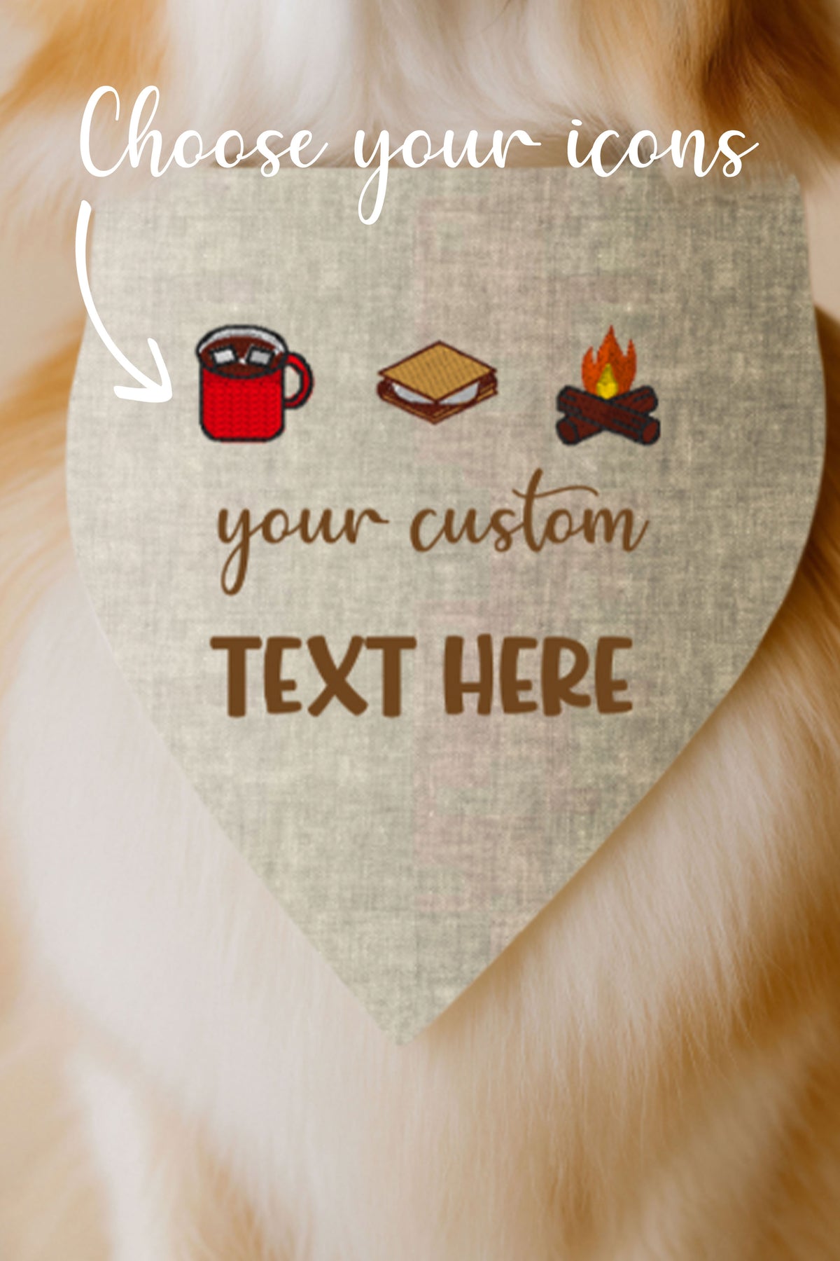 Embroidered Dog Bandana | Custom Text & 3 Icons Top - Canoodle Company