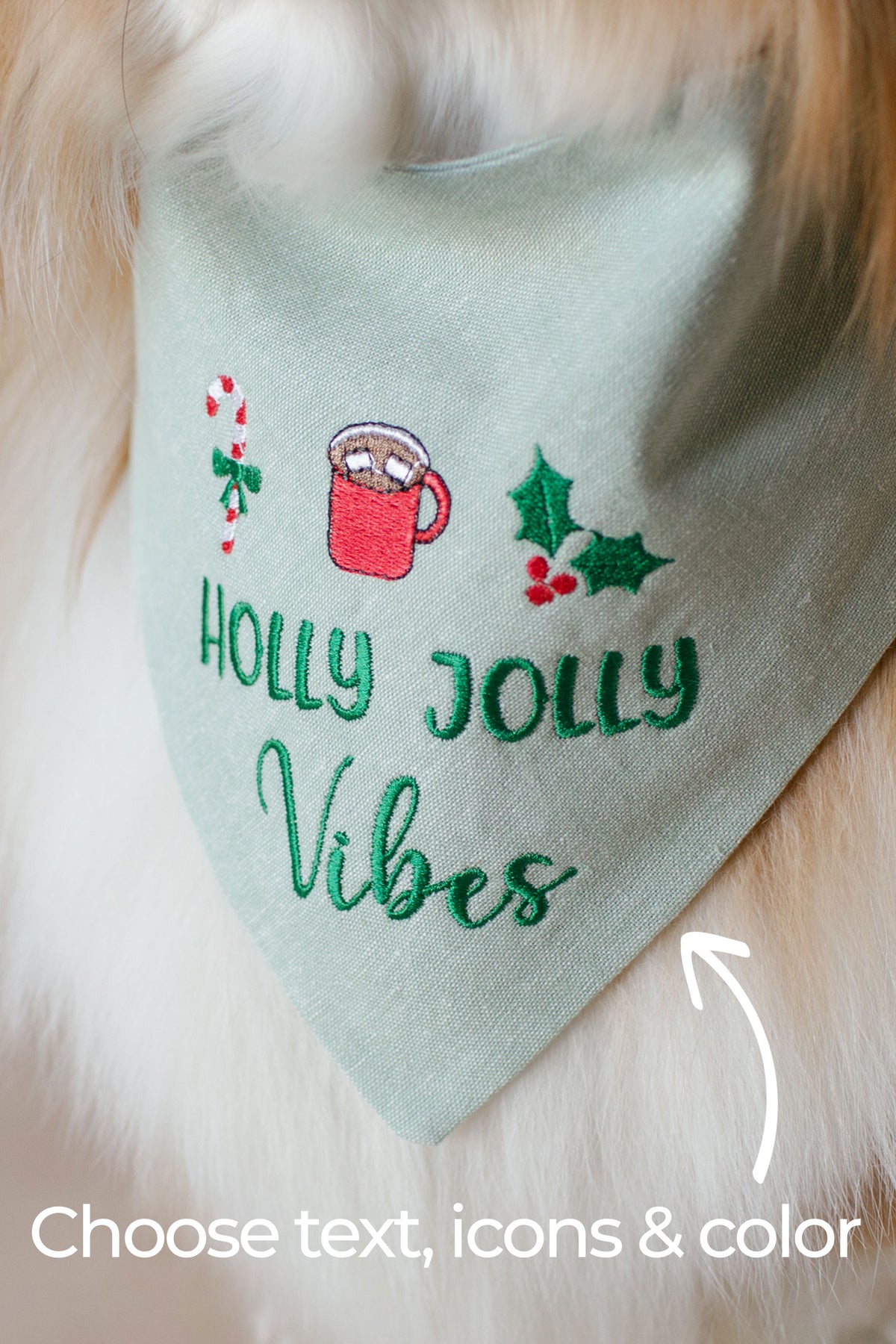 Embroidered Dog Bandana | Custom Text & 3 Icons Top - Canoodle Company
