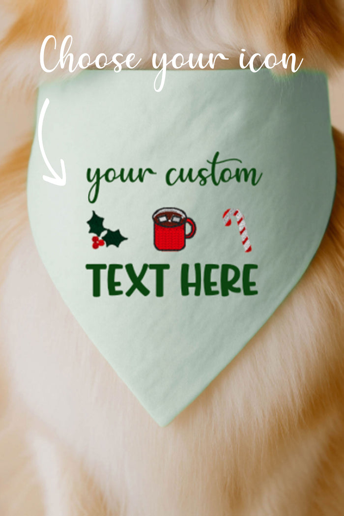 Embroidered Dog Bandana | Custom Text & 3 Icons Middle - Canoodle Company