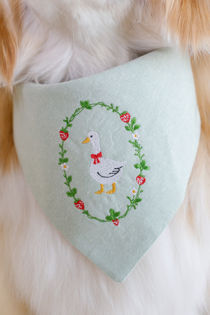 Strawberry Goose Embroidered Dog Bandana - Canoodle Company