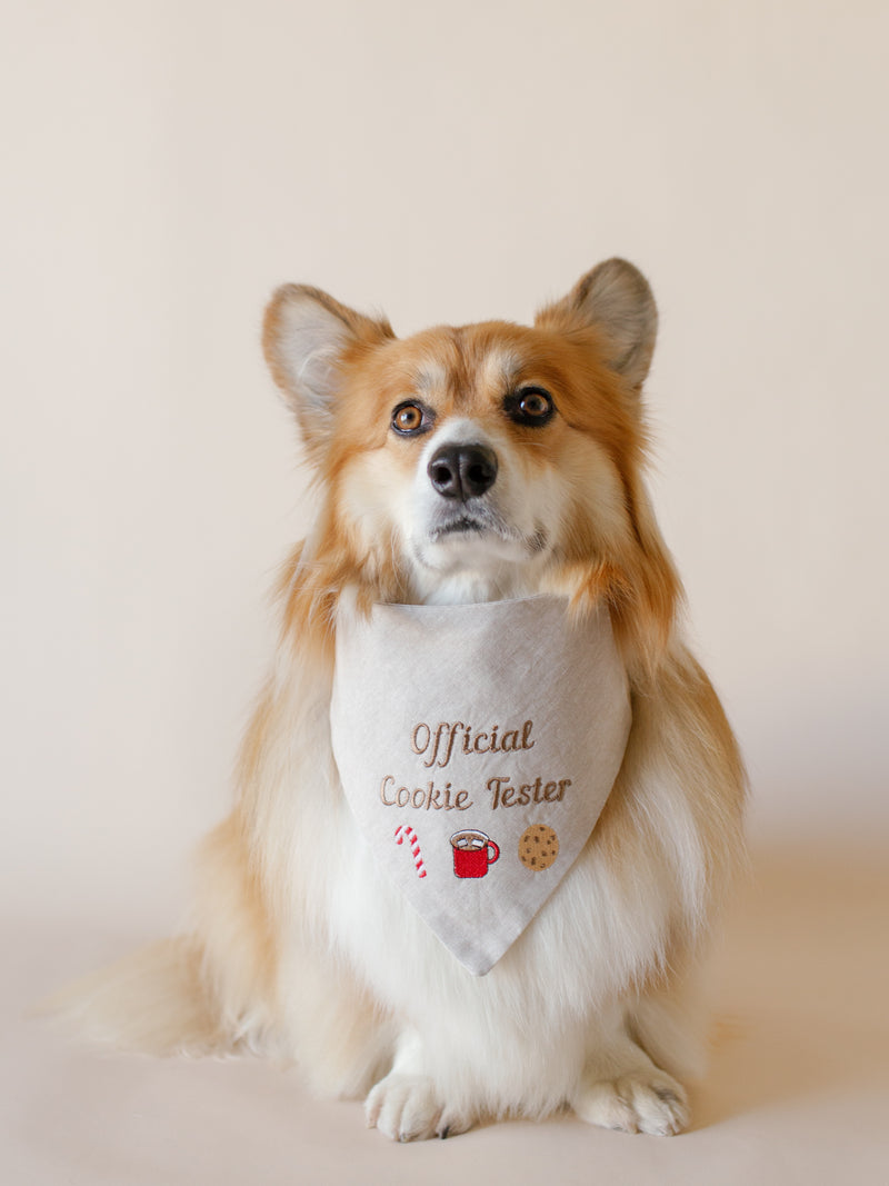 Embroidered Dog Bandana | Custom Text & 3 Icons Bottom - Canoodle Company