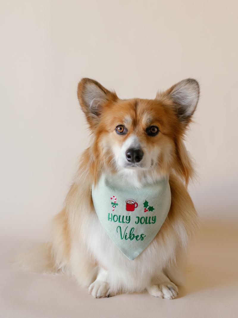 Holly Jolly Vibes Embroidered Dog Bandana - Canoodle Company