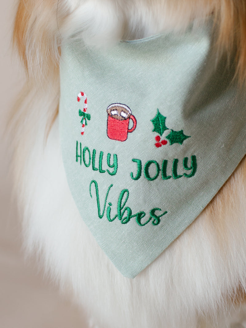 Holly Jolly Vibes Embroidered Dog Bandana - Canoodle Company