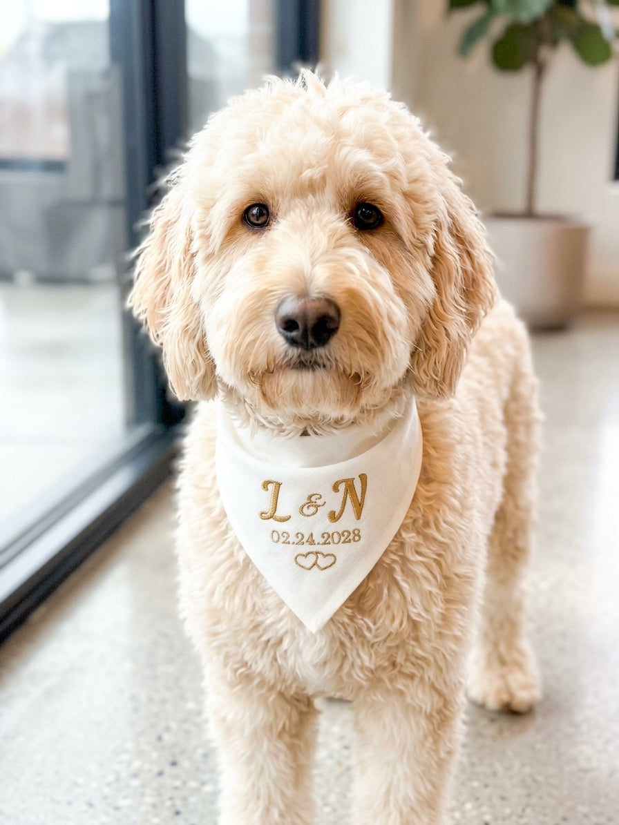 Initials Embroidered Dog Bandana | CUSTOM COLORS