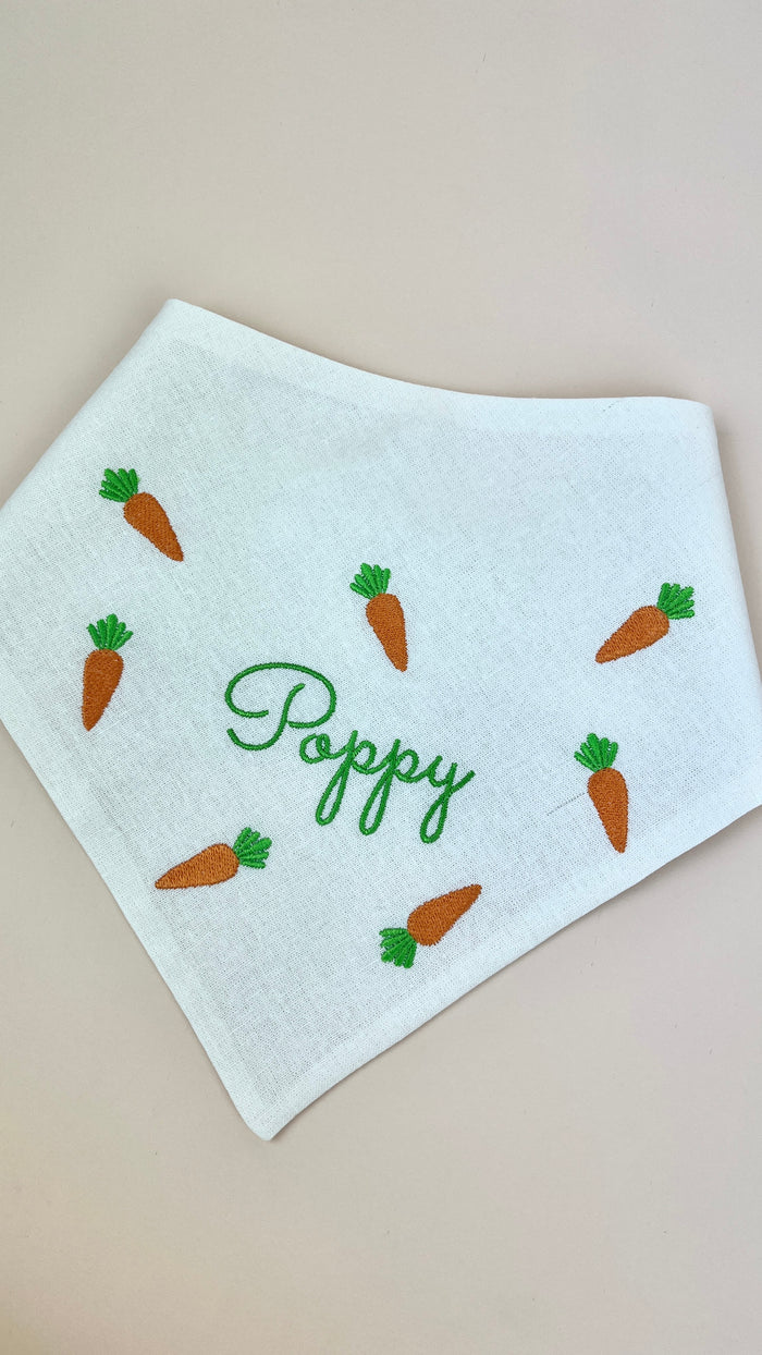 Carrots with Name Embroidered Dog Bandana - Canoodle Company