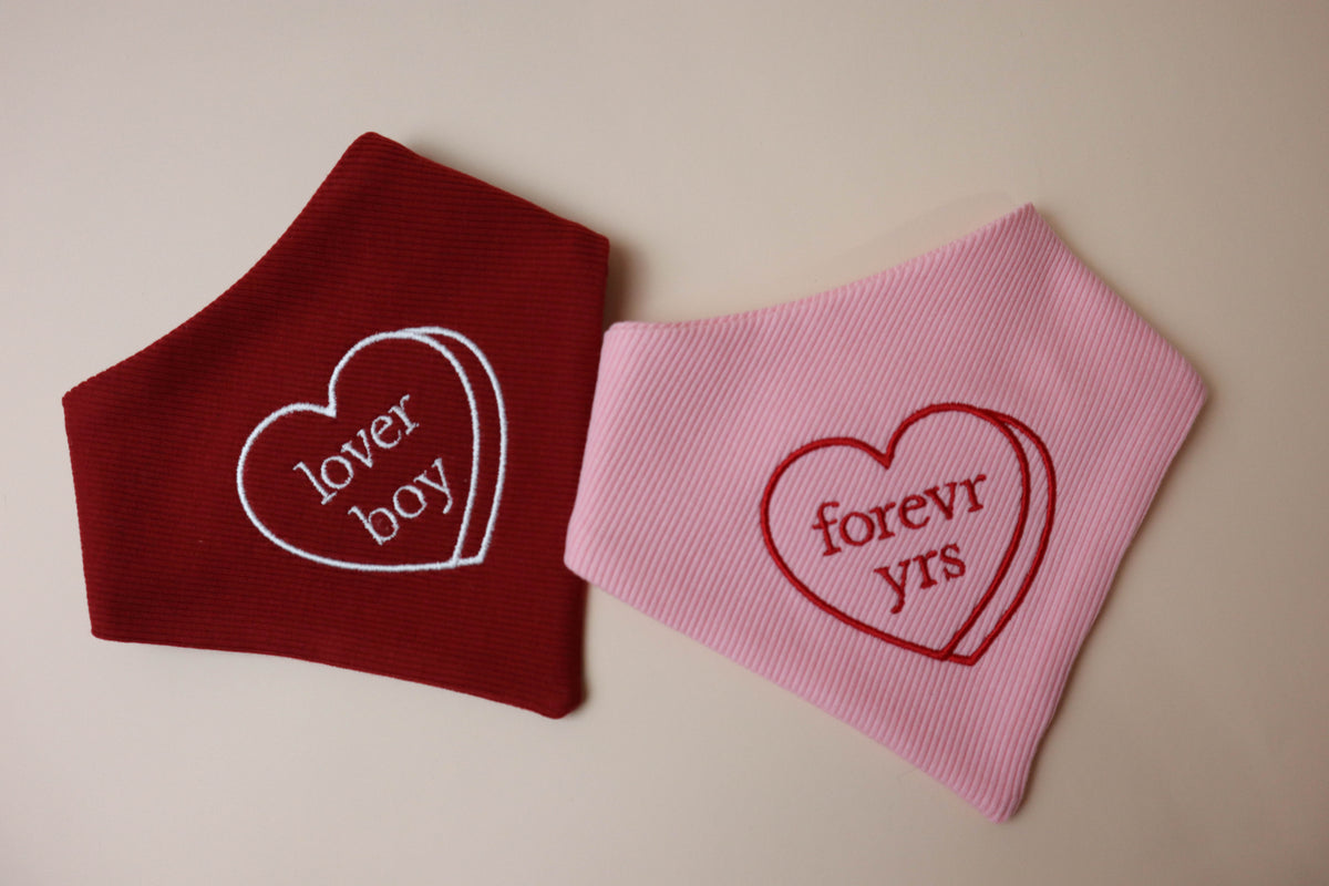 CUSTOM Conversation Heart Embroidered Dog Bandana