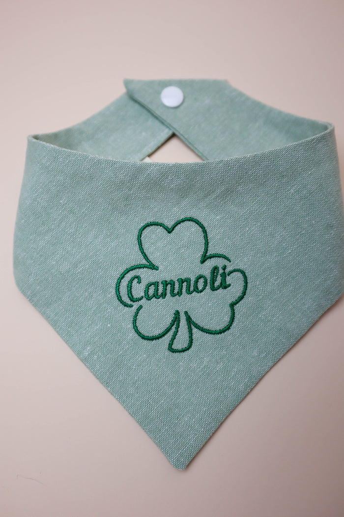 Shamrock with Name Embroidered Dog Bandana