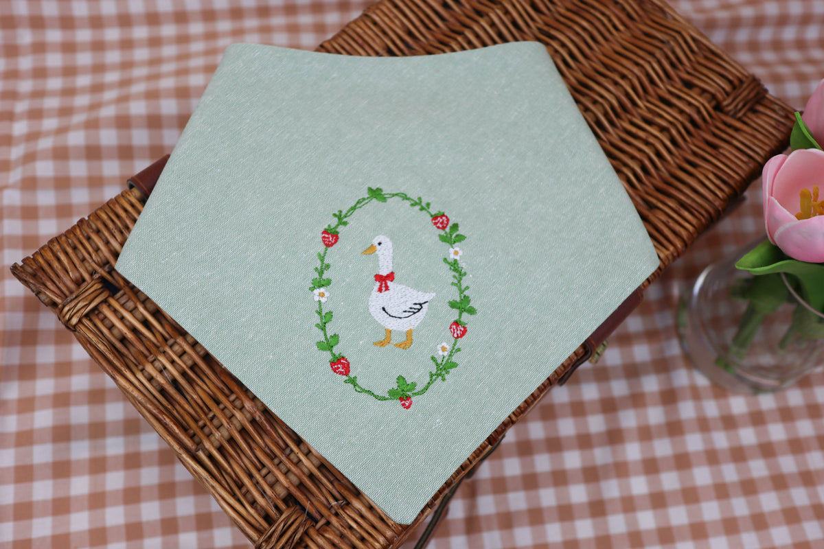 Strawberry Goose Embroidered Dog Bandana - Canoodle Company