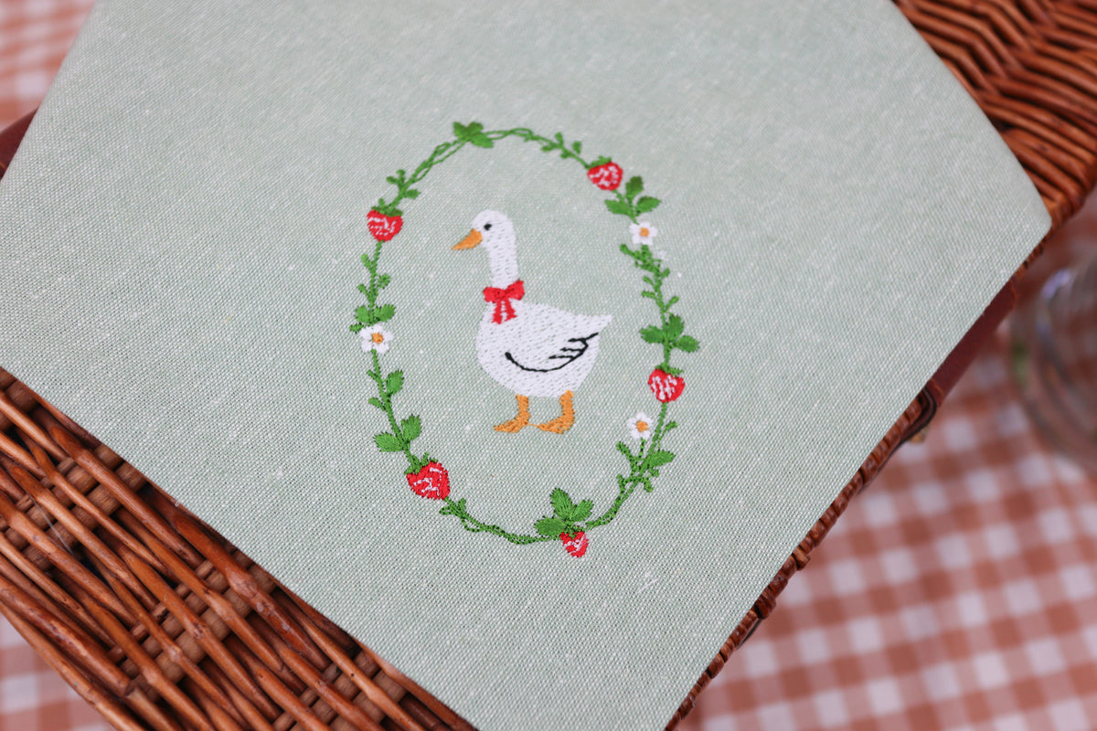 Strawberry Goose Embroidered Dog Bandana - Canoodle Company