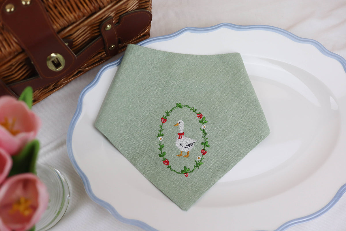 Strawberry Goose Embroidered Dog Bandana - Canoodle Company