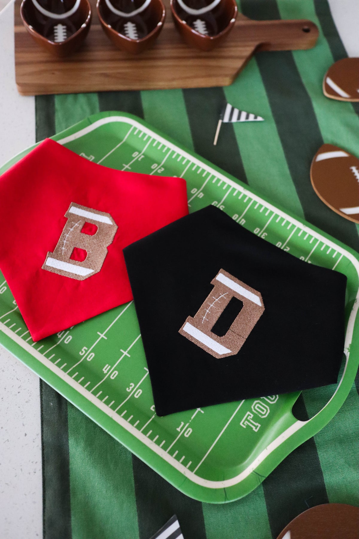 Football Letter Embroidered Dog Bandana | CUSTOM COLORS - Canoodle Company
