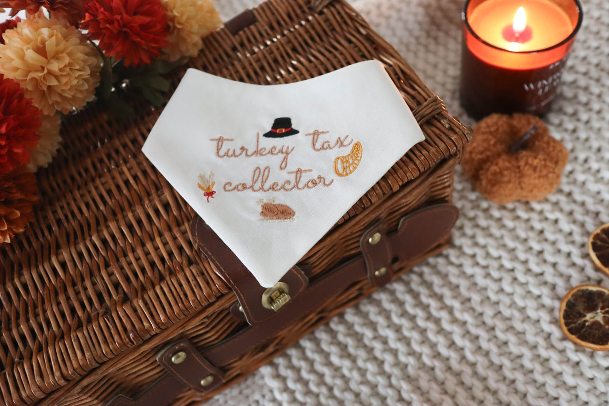 Turkey Tax Collector Embroidered Dog Bandana - Canoodle Company