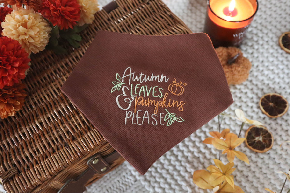 Autumn Leaves Embroidered Dog Bandana - Canoodle Company