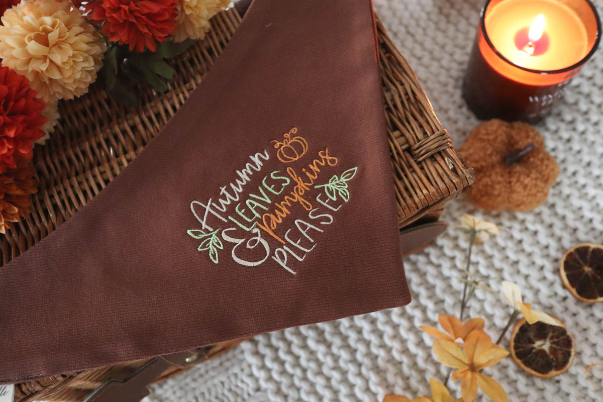 Autumn Leaves Embroidered Dog Bandana - Canoodle Company