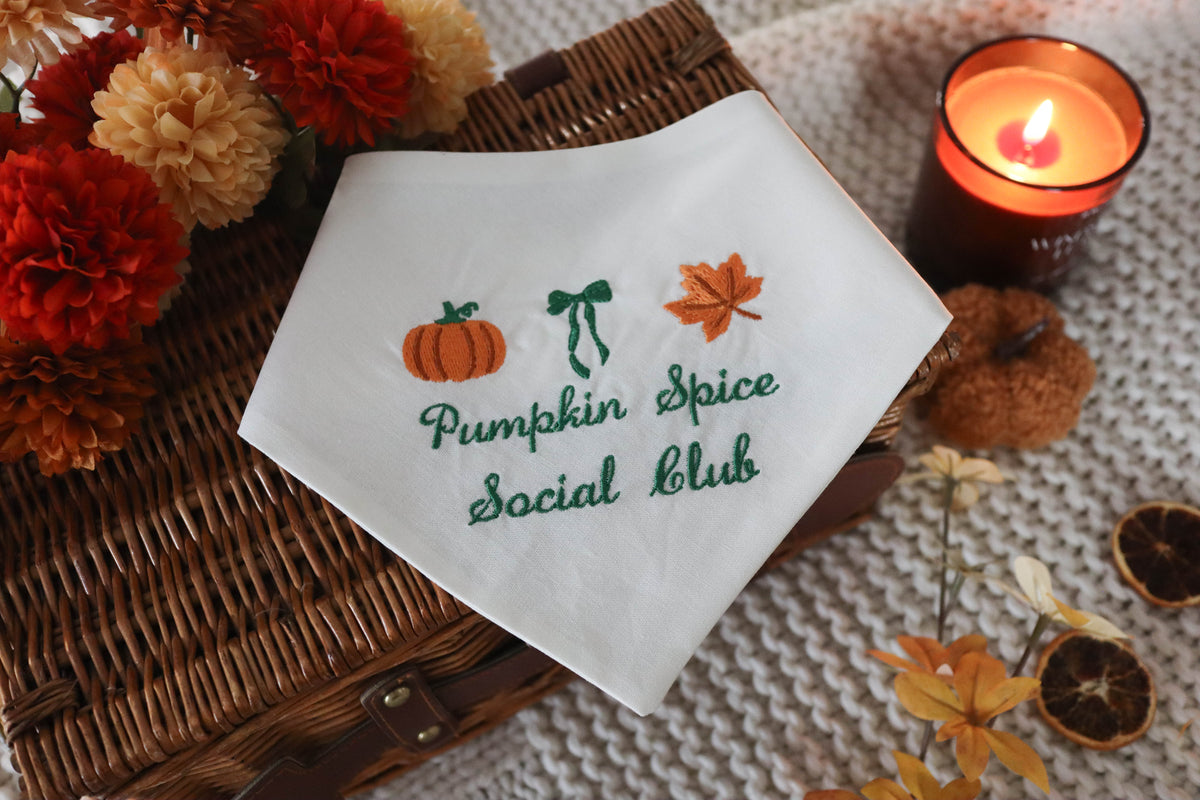 Pumpkin Spice Social Club Embroidered Dog Bandana - Canoodle Company