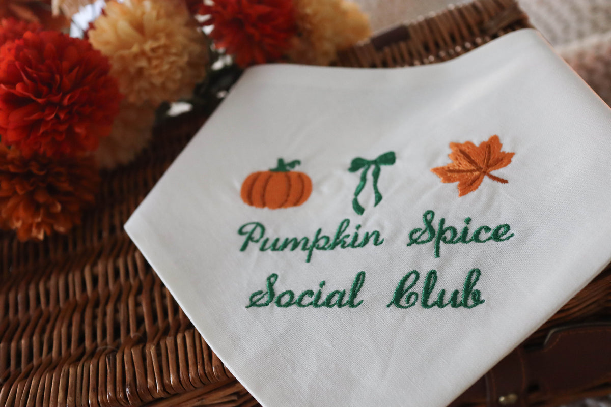 Pumpkin Spice Social Club Embroidered Dog Bandana - Canoodle Company