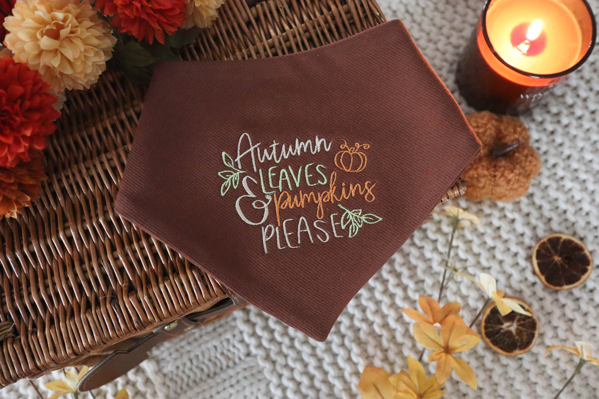 Autumn Leaves Embroidered Dog Bandana - Canoodle Company