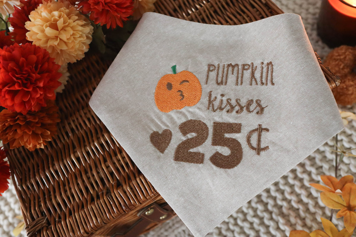 Pumpkin Kisses Embroidered Dog Bandana - Canoodle Company