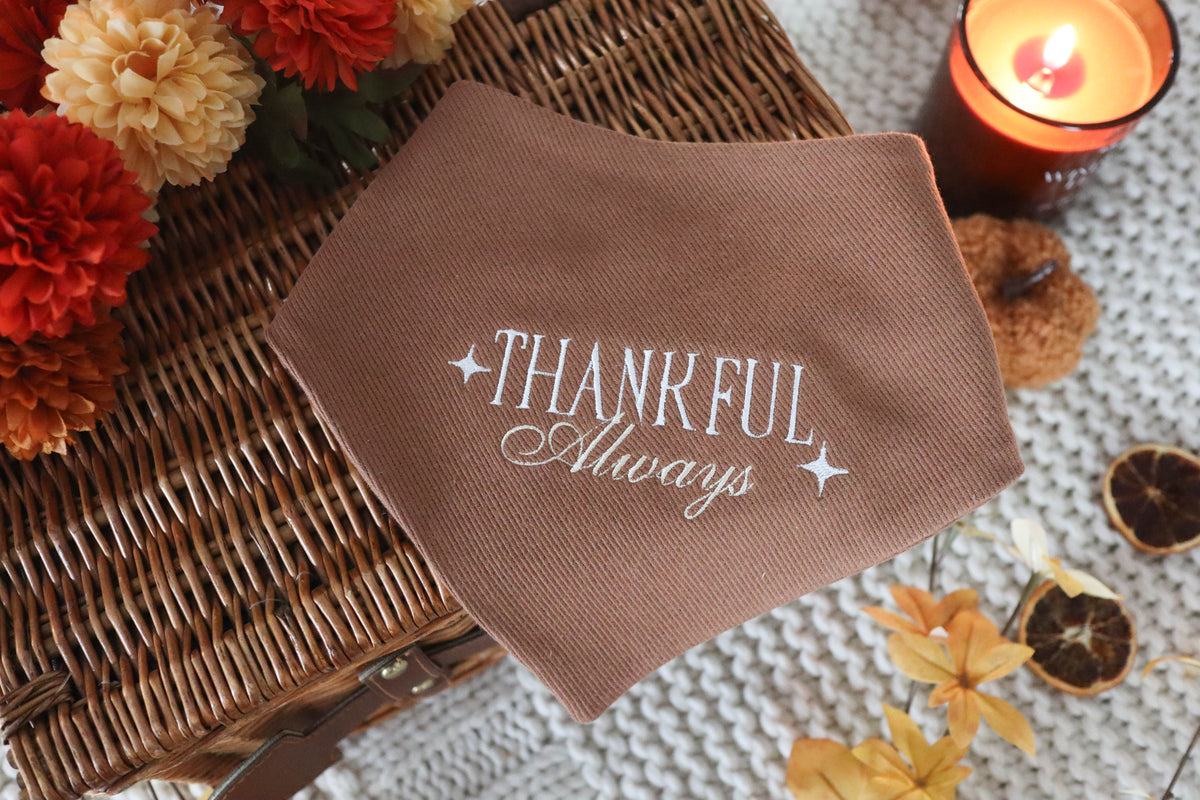 Thankful Always Embroidered Dog Bandana - Canoodle Company