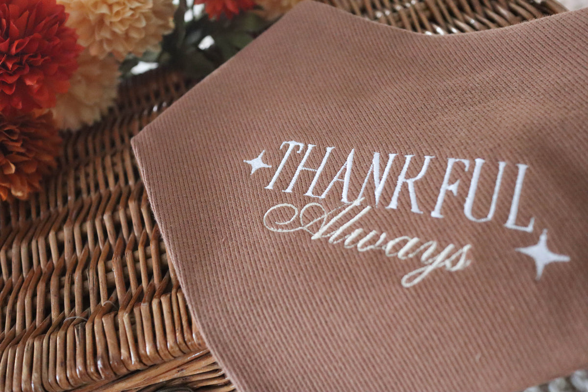 Thankful Always Embroidered Dog Bandana - Canoodle Company