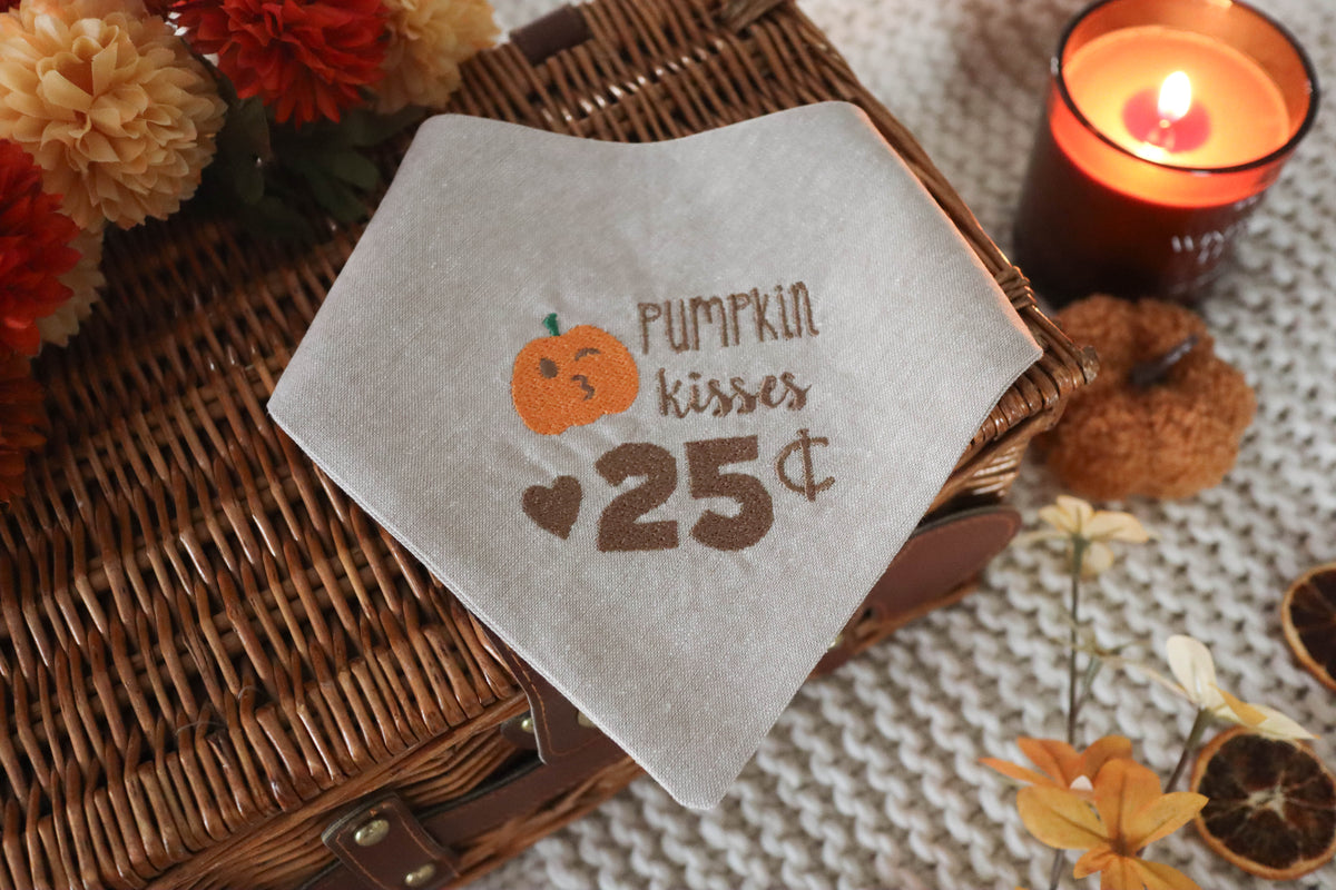 Pumpkin Kisses Embroidered Dog Bandana - Canoodle Company
