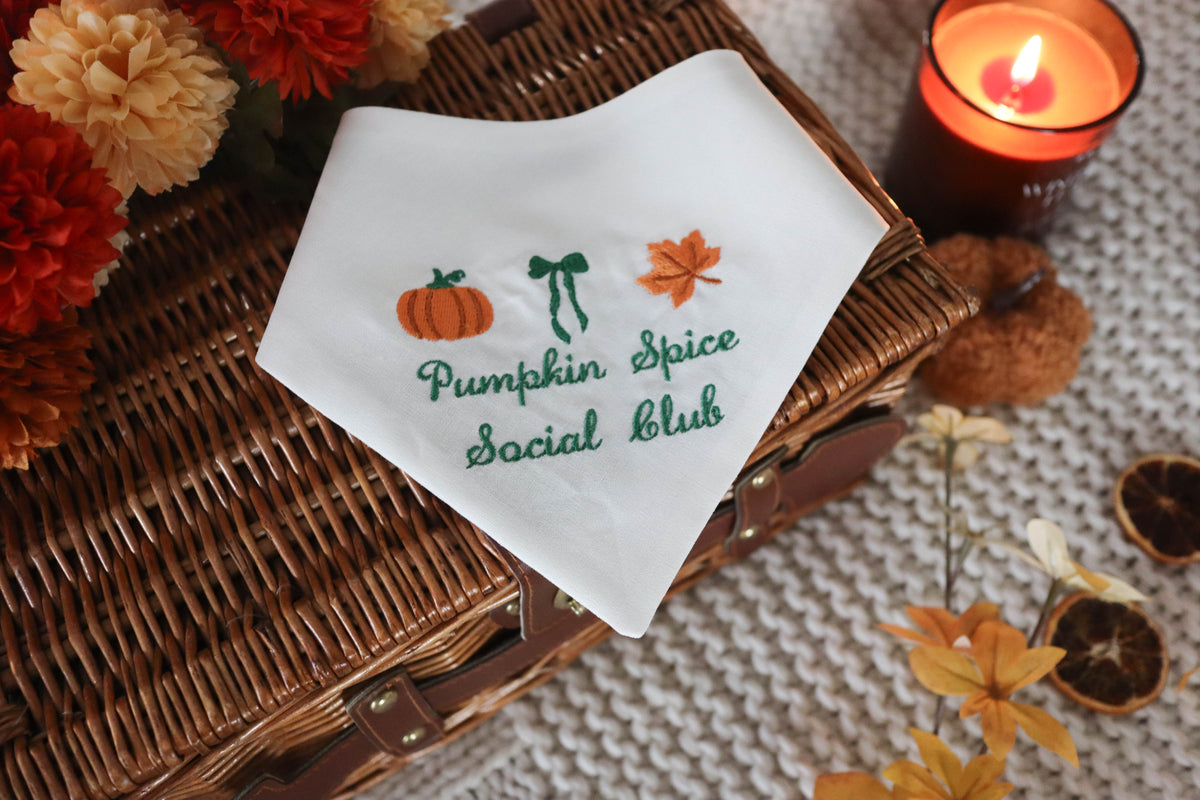 Pumpkin Spice Social Club Embroidered Dog Bandana - Canoodle Company