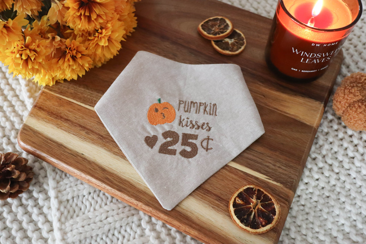 Pumpkin Kisses Embroidered Dog Bandana - Canoodle Company