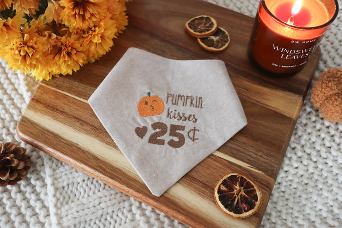 Pumpkin Kisses Embroidered Dog Bandana - Canoodle Company