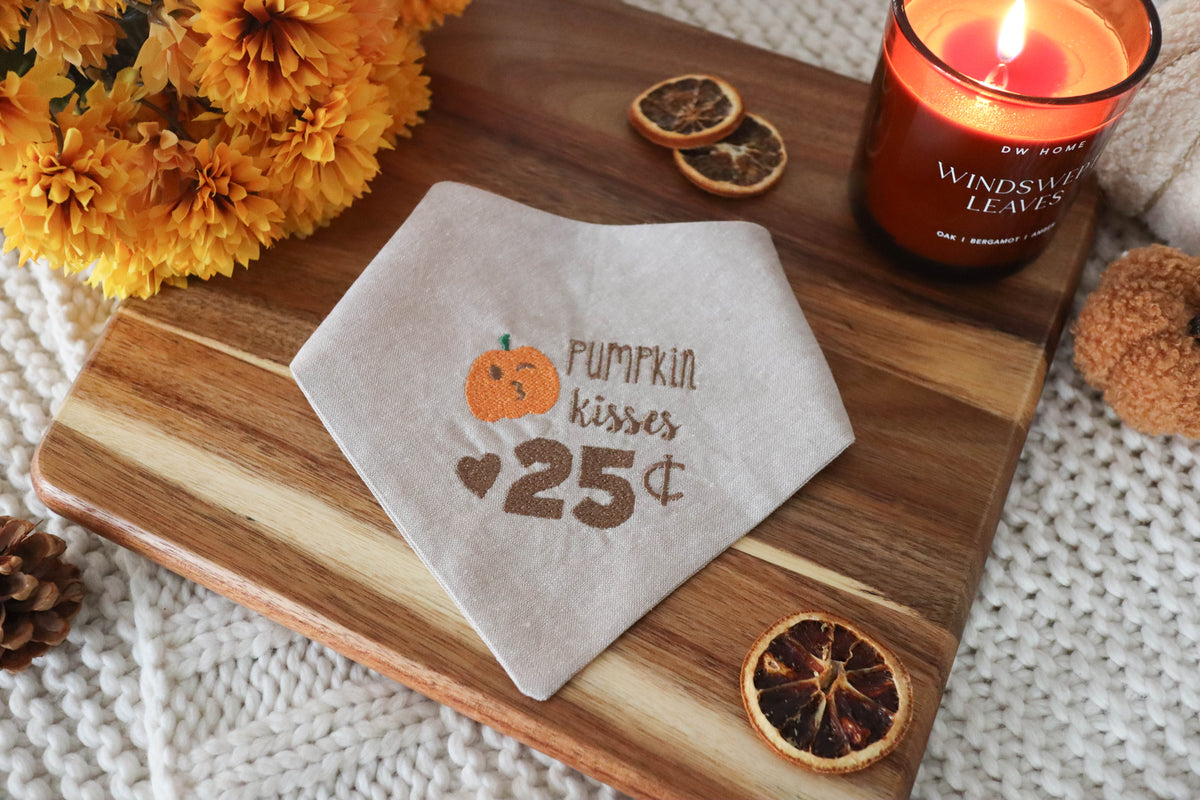 Pumpkin Kisses Embroidered Dog Bandana - Canoodle Company