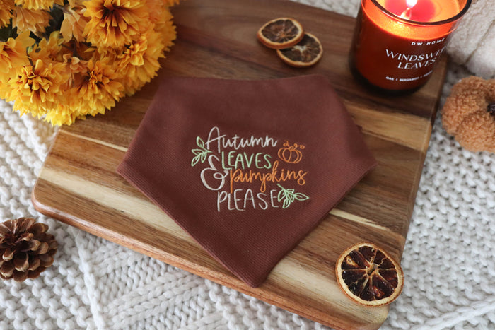 Autumn Leaves Embroidered Dog Bandana - Canoodle Company