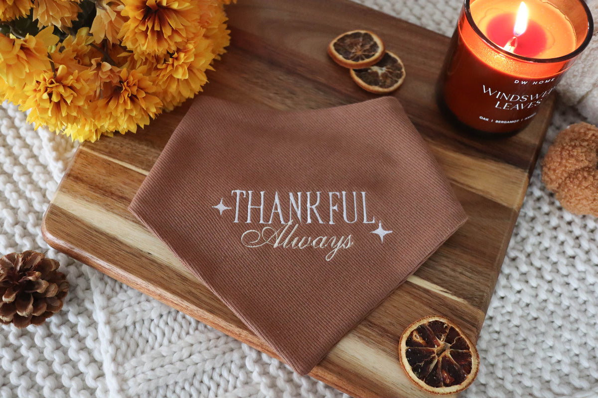Thankful Always Embroidered Dog Bandana - Canoodle Company