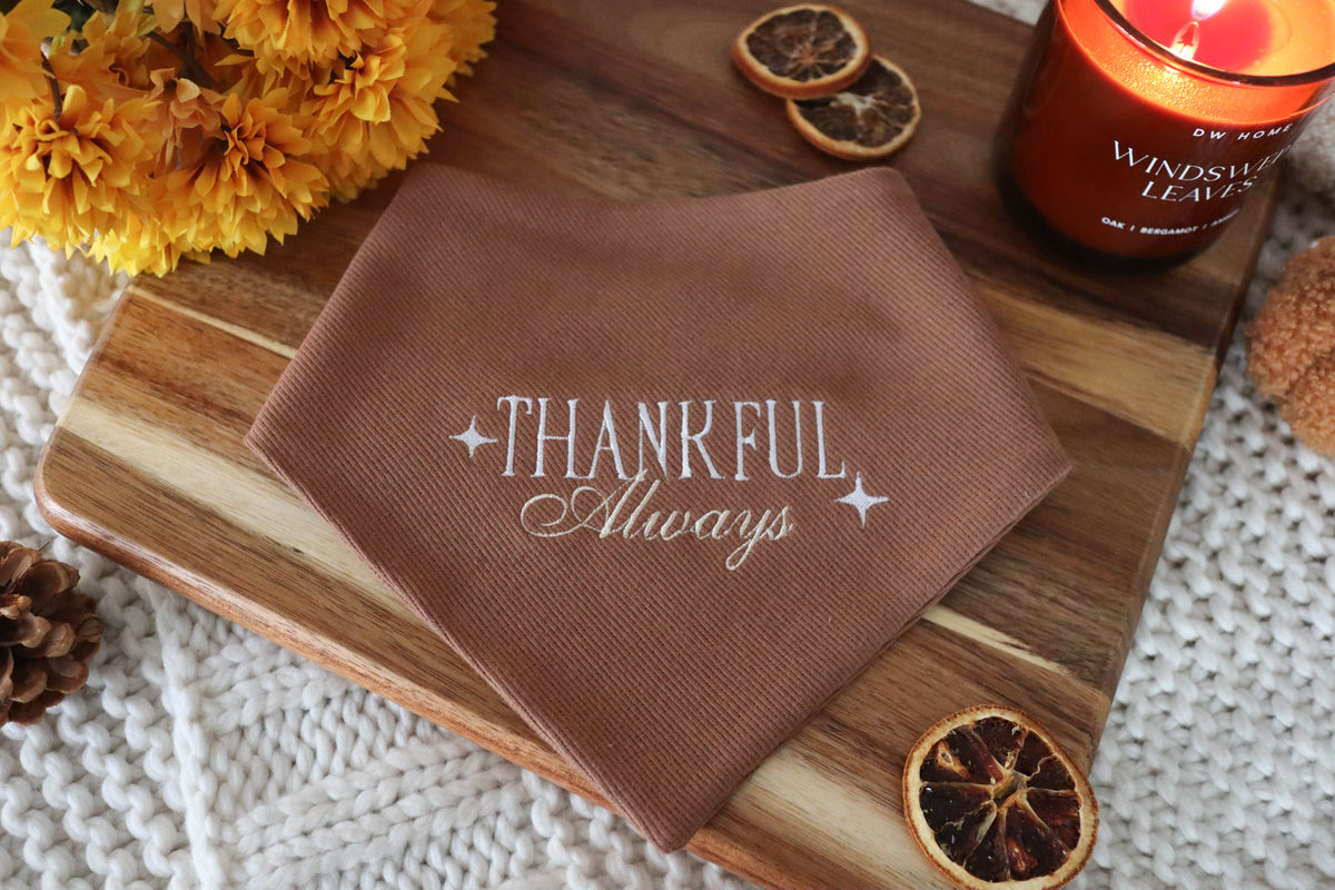 Thankful Always Embroidered Dog Bandana - Canoodle Company