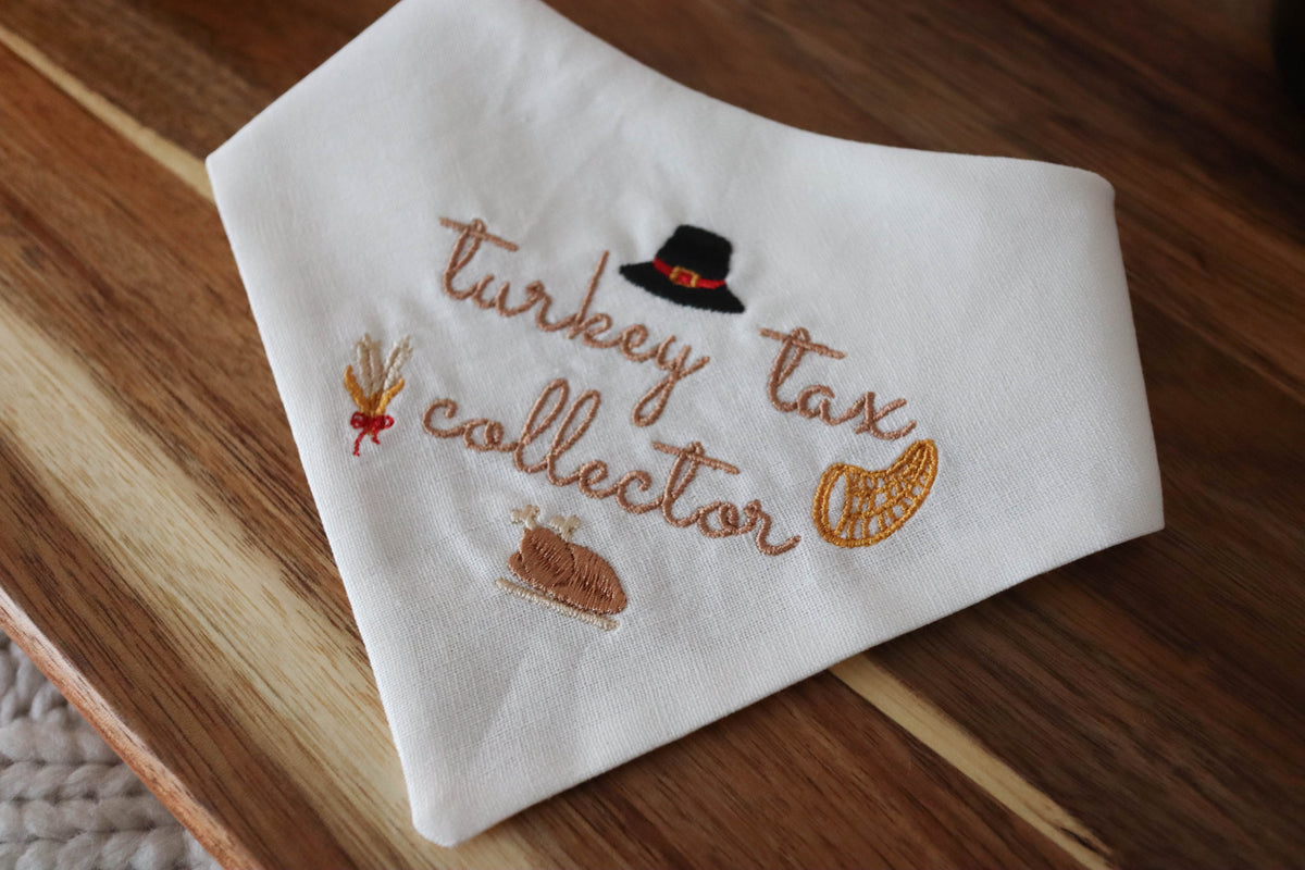 Turkey Tax Collector Embroidered Dog Bandana - Canoodle Company
