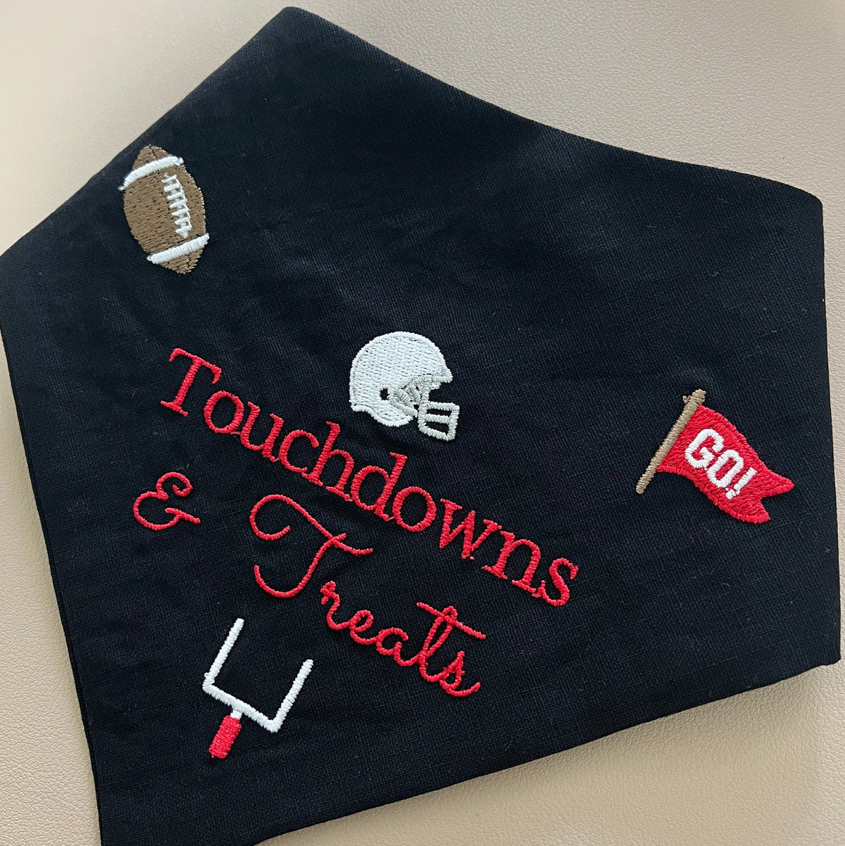 Football Icons Embroidered Dog Bandana | CUSTOM COLORS