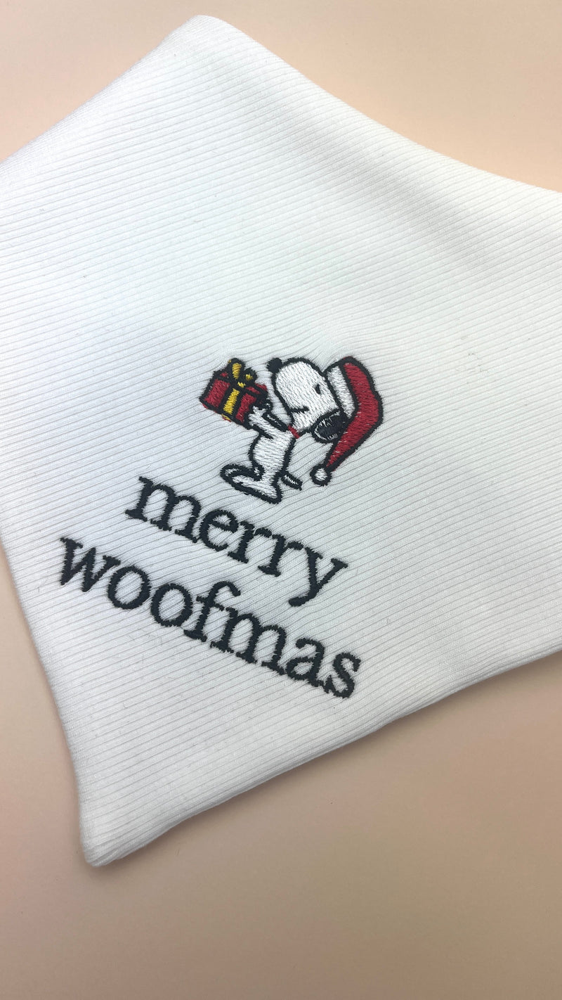 Merry Woofmas Embroidered Knit Dog Bandana - Canoodle Company