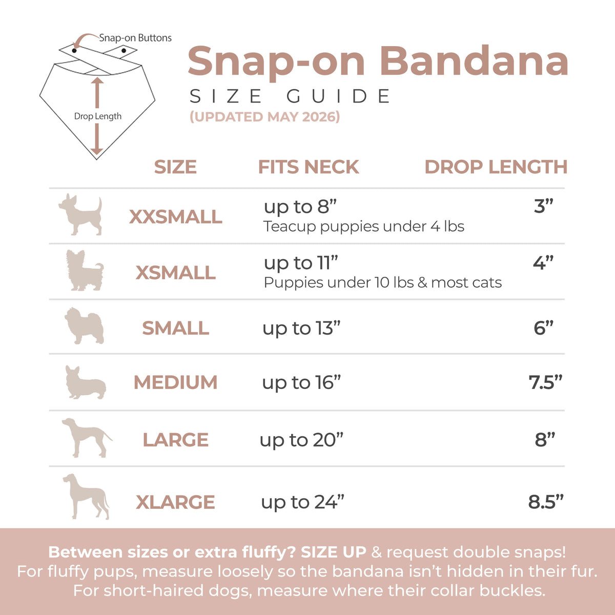 2 11inch Dog Bandanas Custom Design Double Snap