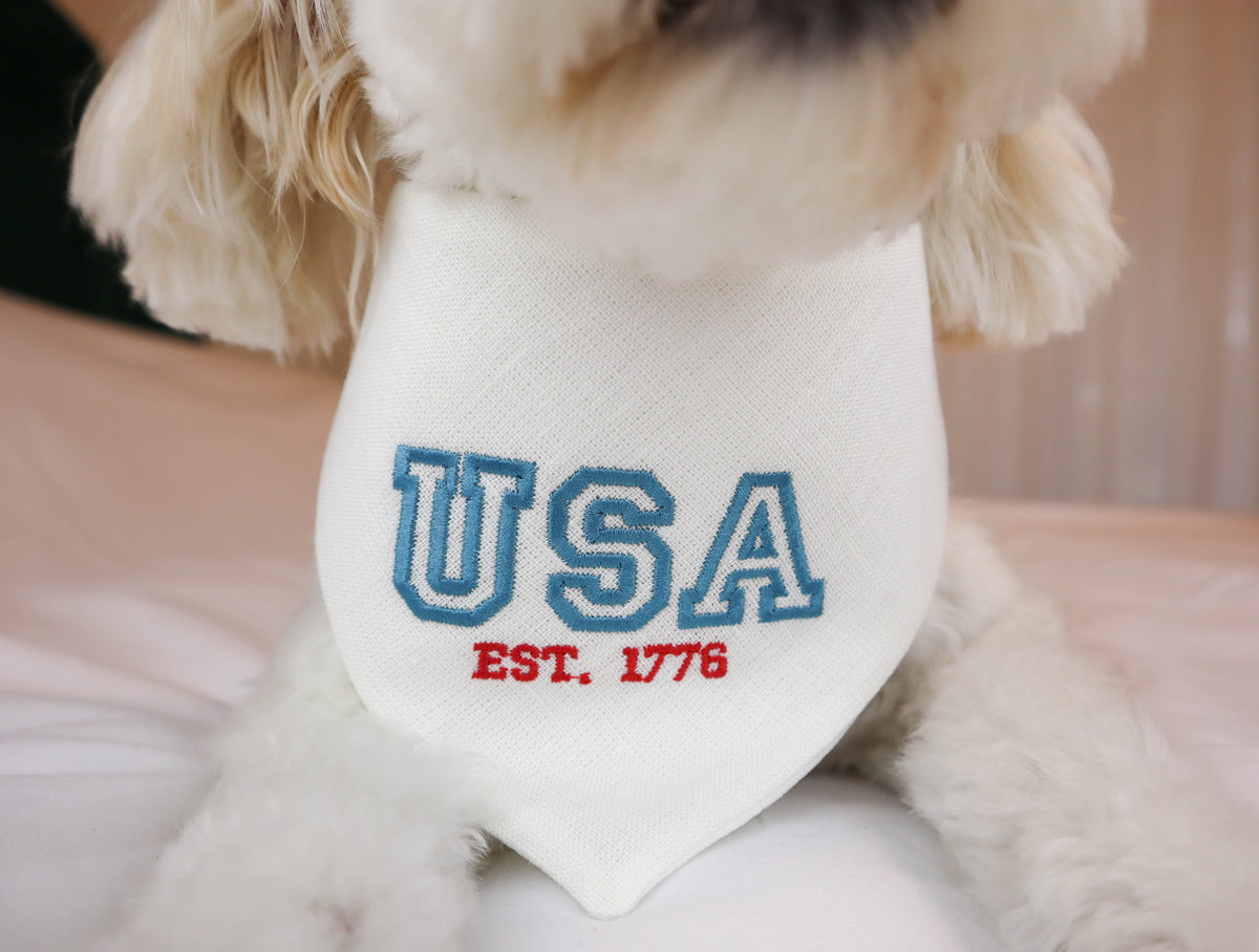 Varsity Letters USA Embroidered Dog Bandana - Canoodle Company