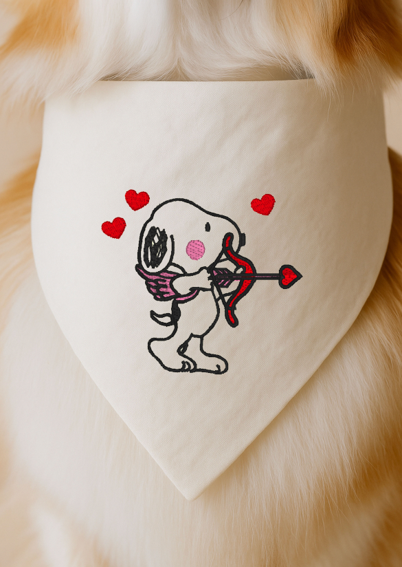Cupid Embroidered Dog Bandana