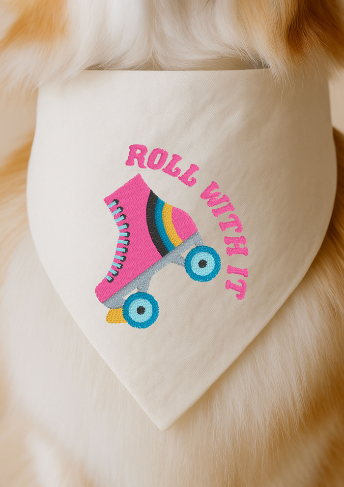 Pink Roll with it Embroidered Dog Bandana