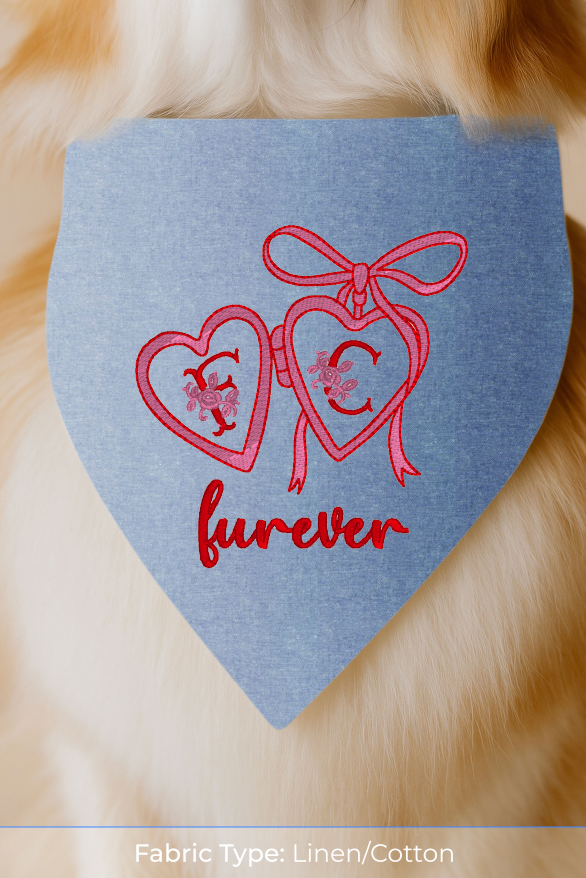 Locket with initials Embroidered Dog Bandana