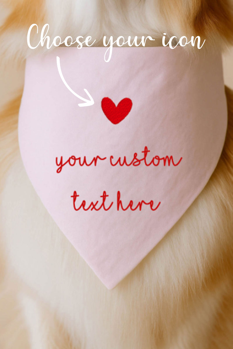 Embroidered Dog Bandana | Custom Icon Above Text - Canoodle Company